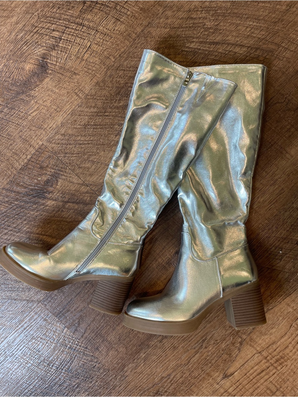 Metallic Knee High Boots